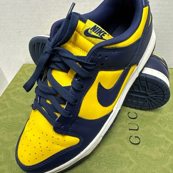 Nike Dunk Low University of Michigan Yellow Blue 2021 Sneakers Shoes Size 8 US